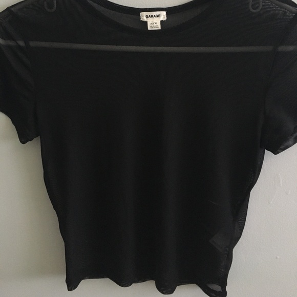 Black cropped mesh top - Picture 1 of 2